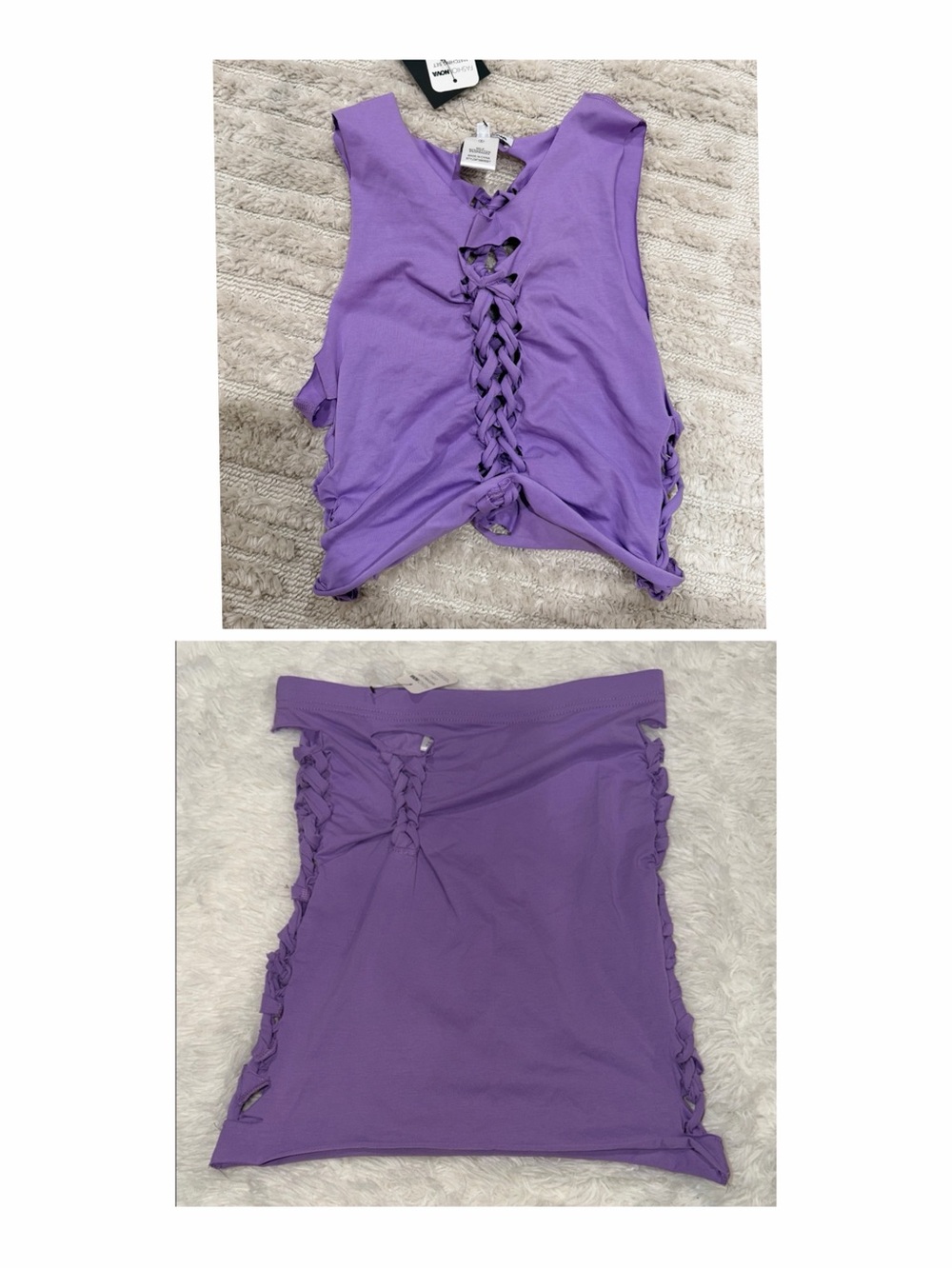 Fashion Nova Lavender Purple Lace-Up Skirt Set